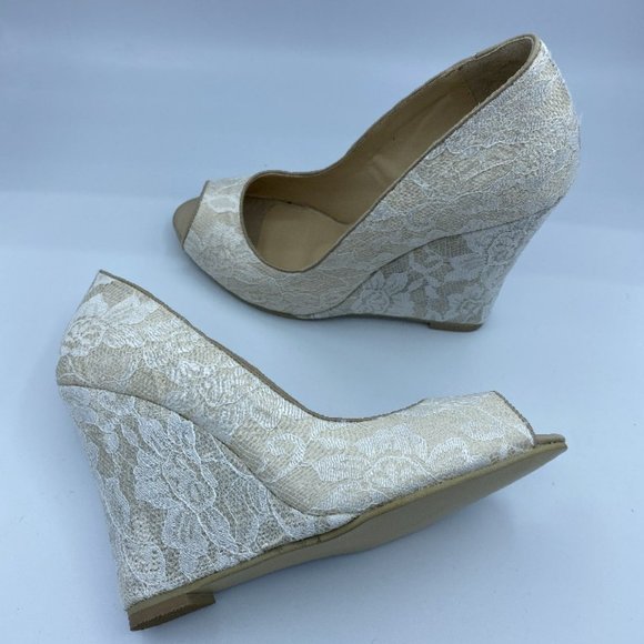 Women's Open Toe Platform Heel Lace Wedges Sandals - Picture 7 of 12